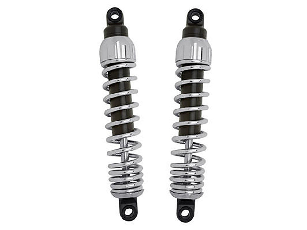 444 Series, 13in. Standard Spring Rate Rear Shock Absorbers – Chrome. Fits Touring 1980up, Sportster 1979-2003 & FXR 1982-1994.