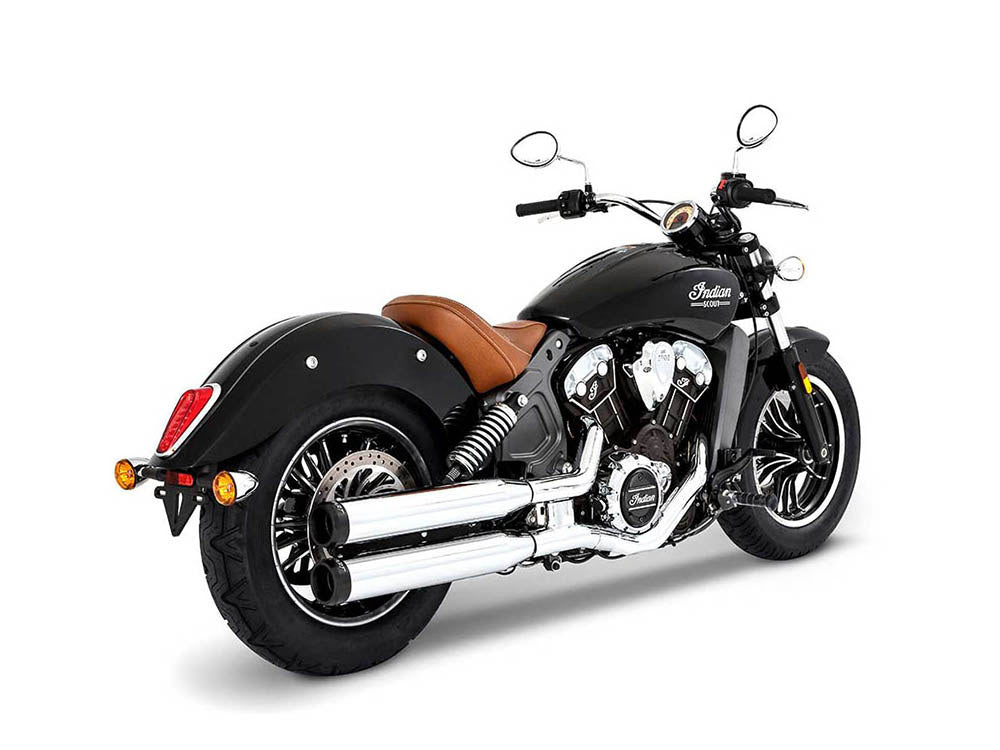 3-1/2in. Slip-On Mufflers – Chrome with Black End Caps. Fits Indian Scout 2015-2024