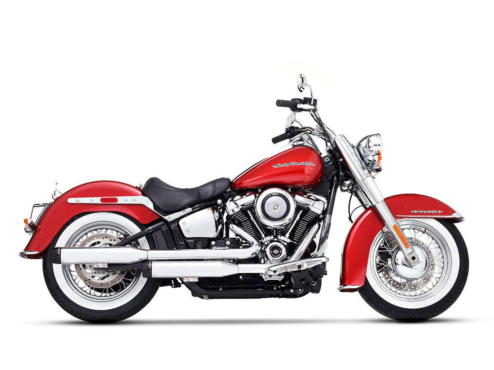 3-1/2in. Slip-On Mufflers – Chrome with Black End Caps. Fits Heritage Classic 2018-2024 & Deluxe 2018-2020