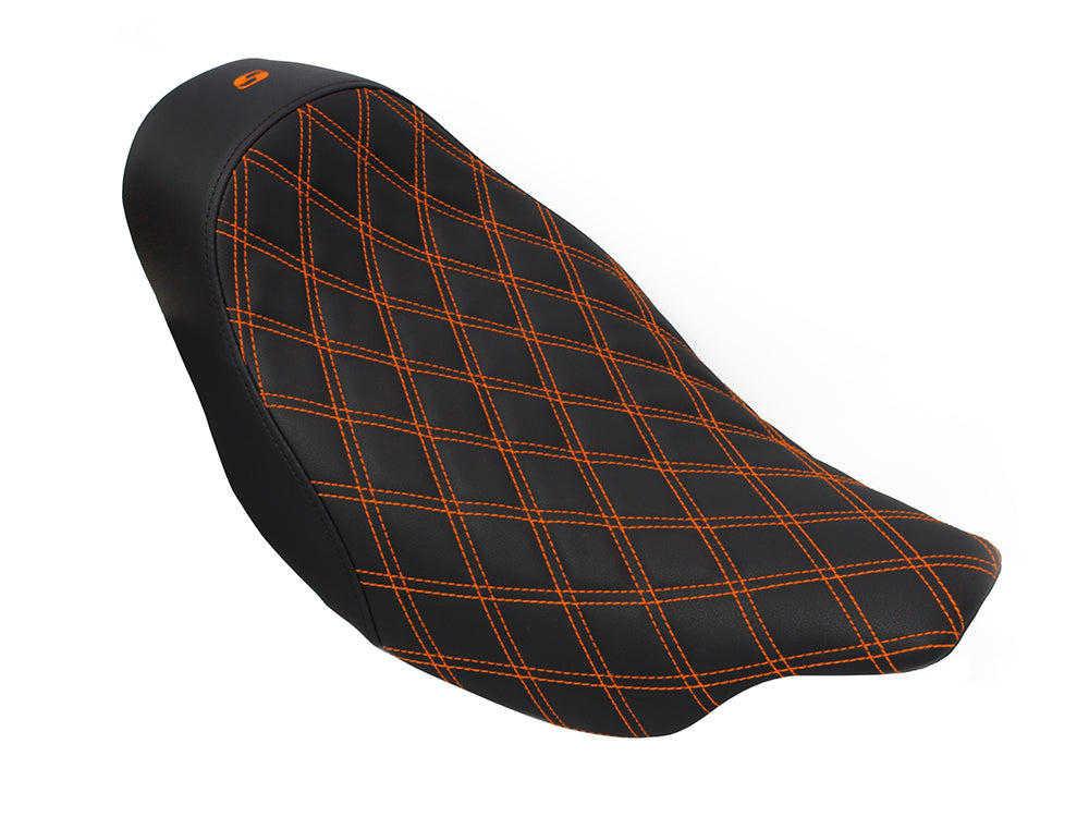 Renegade LS Solo Seat with Orange Double Diamond Lattice Stitch. Fits Most Touring 2008-2024