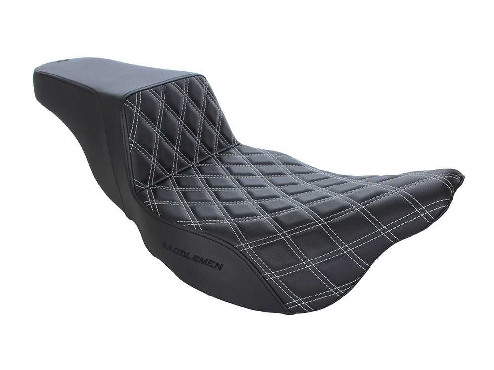 Step-Up LS Dual Seat with Dark Grey Double Diamond Lattice Stitch. Fits Most Touring 2008-2024