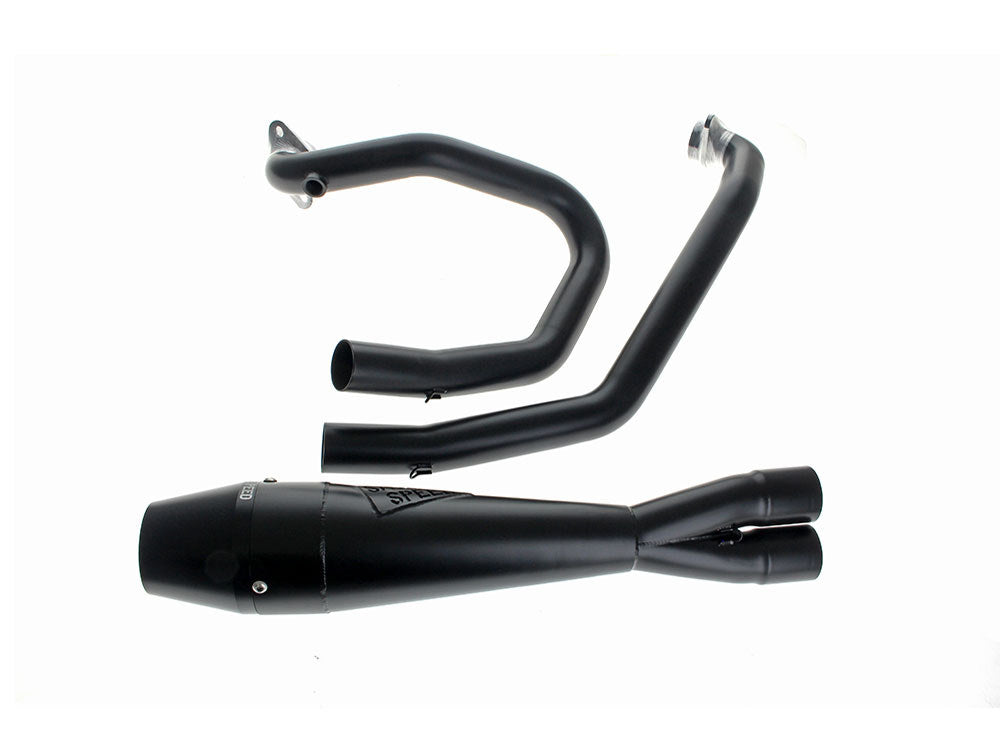 Shorty 2-into-1 Exhaust with Billet End Cap – Black. Fits Indian Scout 2015-2024