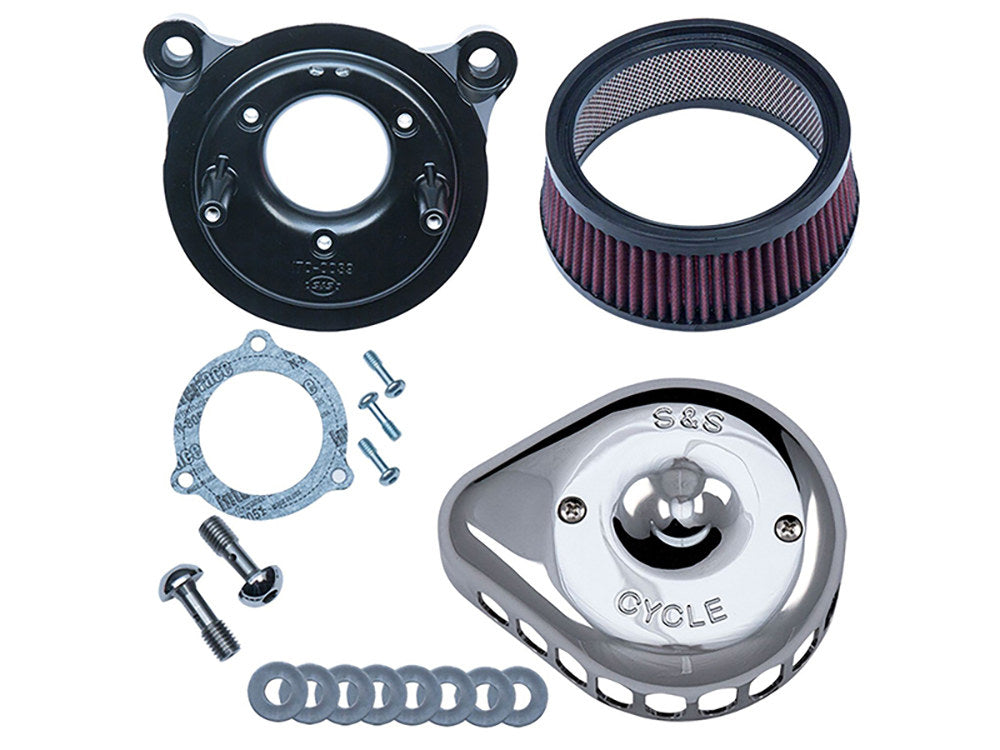 Mini Teardrop Air Cleaner Kit – Chrome. Fits Touring 2008-2016, Softail 2016-2017, CVO Softail 2011-2017 & Dyna Low Rider S 2016-2017 with Throttle-by-Wire