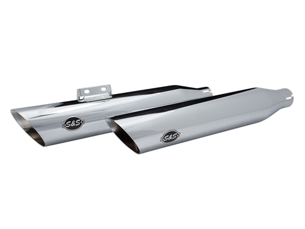 3-1/2in. Slash Cut Slip-On Mufflers – Chrome. Fits Softail Slim, Street Bob, Standard & Low Rider Models 2018-2024 & Breakout & Fat Boy 2018up
