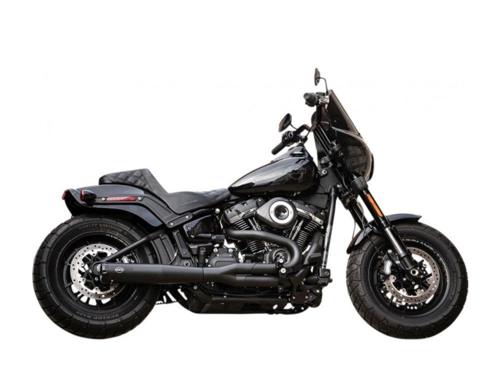 2-into-1 SuperStreet Exhaust – Black with Black End Cap. Fits Softail 2018-2024 Non-240 Rear Tyre Models.