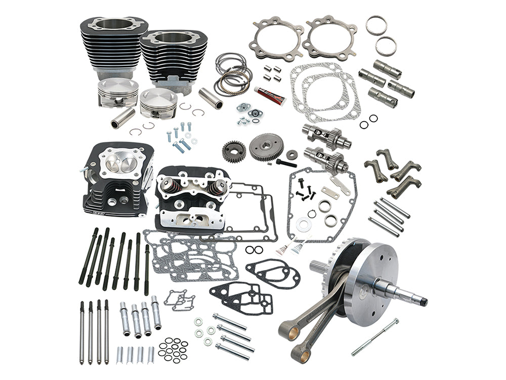 124ci Hot Set Up Kit with 91cc S&S Cylinder Heads – Black. Fits Dyna 2006-2017 & Touring Models 2008-2016.