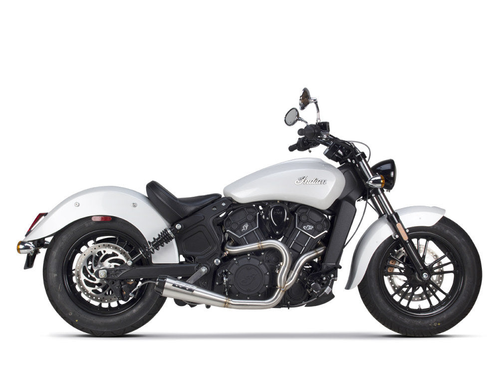 Comp-S 2-into-1 Exhaust – Stainless Steel with Carbon Fiber End Cap. Fits Indian Scout 2015-2024 & fits 2017 Victory Octane.