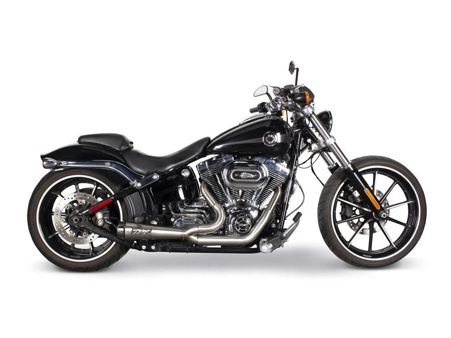 Comp-S 2-into-1 Exhaust – Stainless Steel with Carbon Fiber End Cap. Fits Softail 2000-2017, Rocker 2008-2011 & Breakout 2013-2017