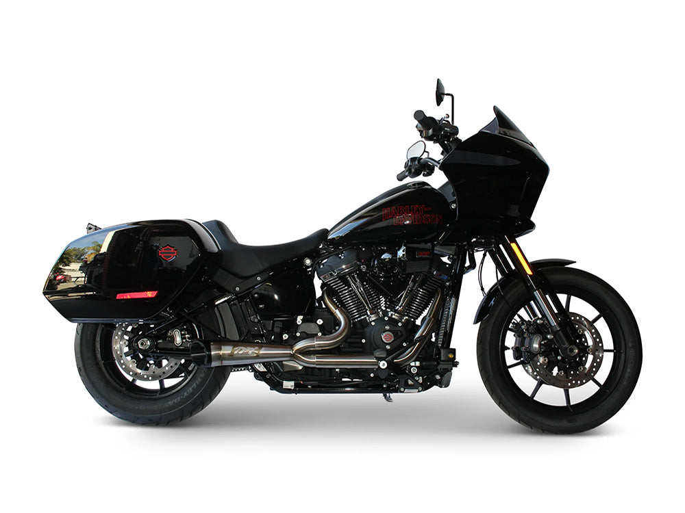 Shorty Turnout 2-into-1 Exhaust – Stainless Steel with Black End Cap. Fits Softail 2025up with Non-240 Rear Tyre