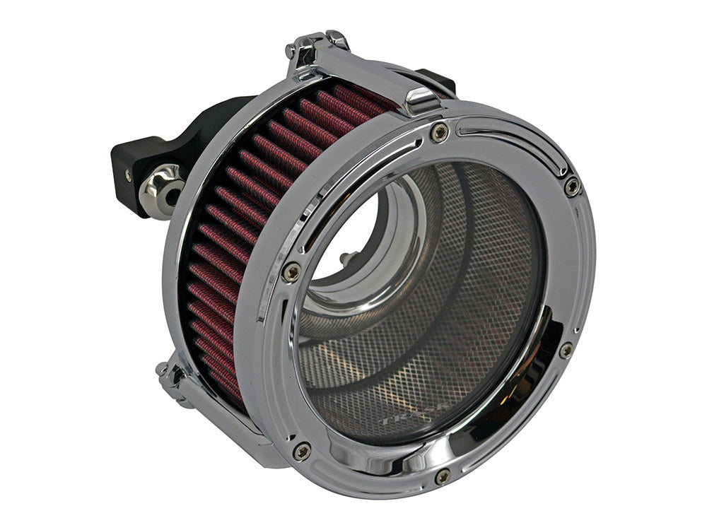 Assault Clear Air Cleaner Kit – Chrome. Fits Softail 2000-2015, Dyna 1999-2017, Touring 1999-2007 with CV Carb or Cable Operated Delphi EFI