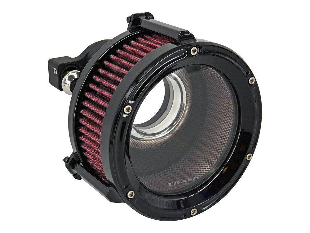 Assault Clear Air Cleaner Kit – Gloss Black. Fits Softail 2000-2015, Dyna 1999-2017, Touring 1999-2007 with CV Carb or Cable Operated Delphi EFI