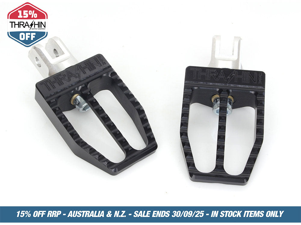 Militant Footpegs – Black. Fits Softail 2018up Front Rider