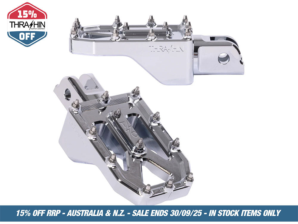 Aggressor Footpegs – Chrome. Fits Softail 2018up Front Rider