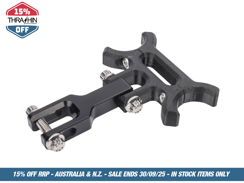Thrashin Holeshot Risers to Gauges Relocation Bracket – Black. Fits Thrashin’ Gauge housings.