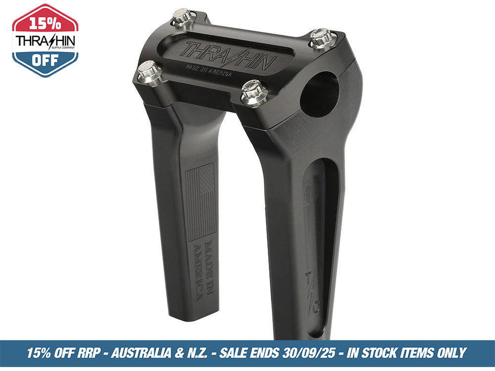 6in. Straight Thrashin Risers – Black. Fits 1in. Handlebar