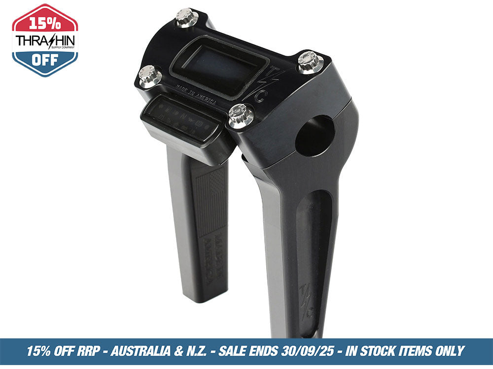 6in. Straight Thrashin Risers – Black. Fits Softail Street Bob, Low Rider ST, Standard & Breakout 2018-2024