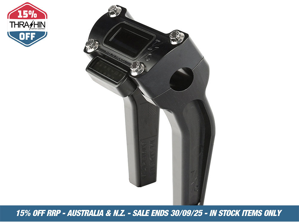 6.5in. Pull Back Thrashin Risers – Black. Fits Softail Street Bob, Low Rider ST, Standard & Breakout 2018-2024