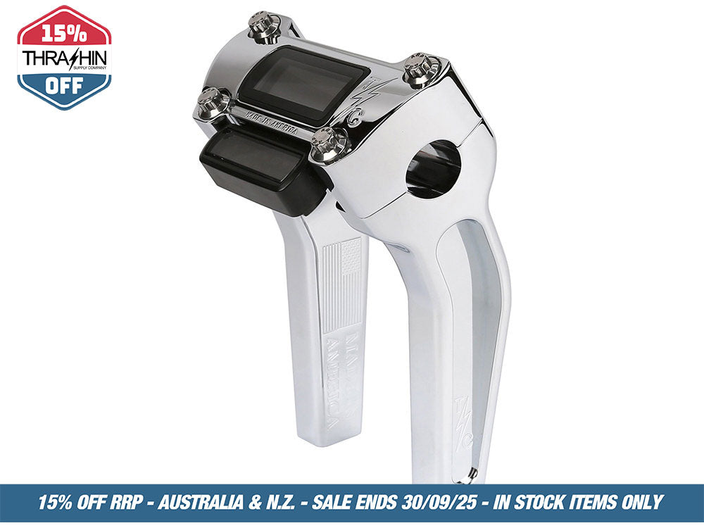 6.5in. Pull Back Thrashin Risers – Chrome. Fits Softail Street Bob, Low Rider ST, Standard & Breakout 2018-2024