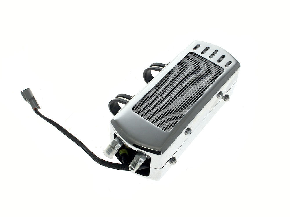 Fan Assisted Side Mount Oil Cooler Kit – Chrome. Fits Softail 2018up with no Crash Bar/Engine Guard