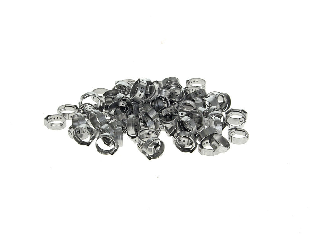 1/2in. Stepless Ear Clamps – Pack of 100. Size range is 12.0mm to 14.5mm