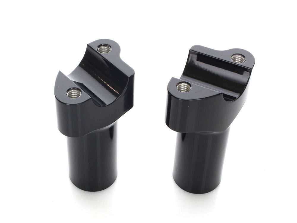 3-1/2in. Tall Risers with 1-1/4in. Thick Base – Gloss Black. Fits 1in. Handlebar.