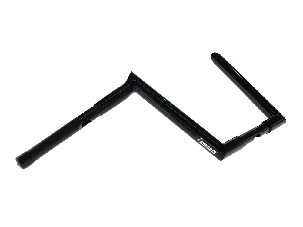 10in. x 1-1/4in. Chubby Hooked Ape Hanger Handlebars – Gloss Black.