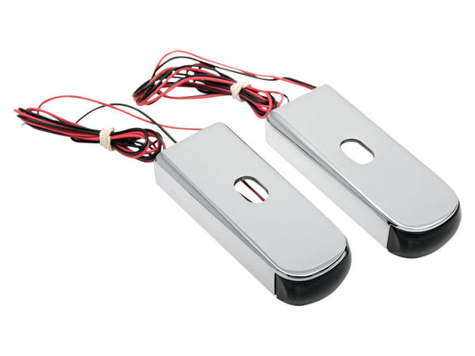 Strut Light Kit with Red Run/Brake & Amber Turn Signal – Chrome. Fits Dyna 2006-2017.