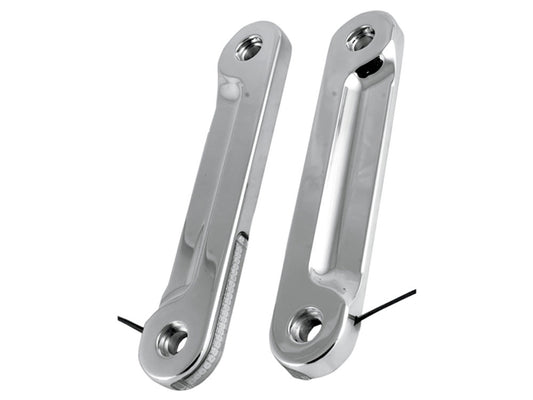 Front Indicator Turn Signal Strips with Clear Lens & Amber LED’s – Chrome. Fits Street Glide 2006-2023