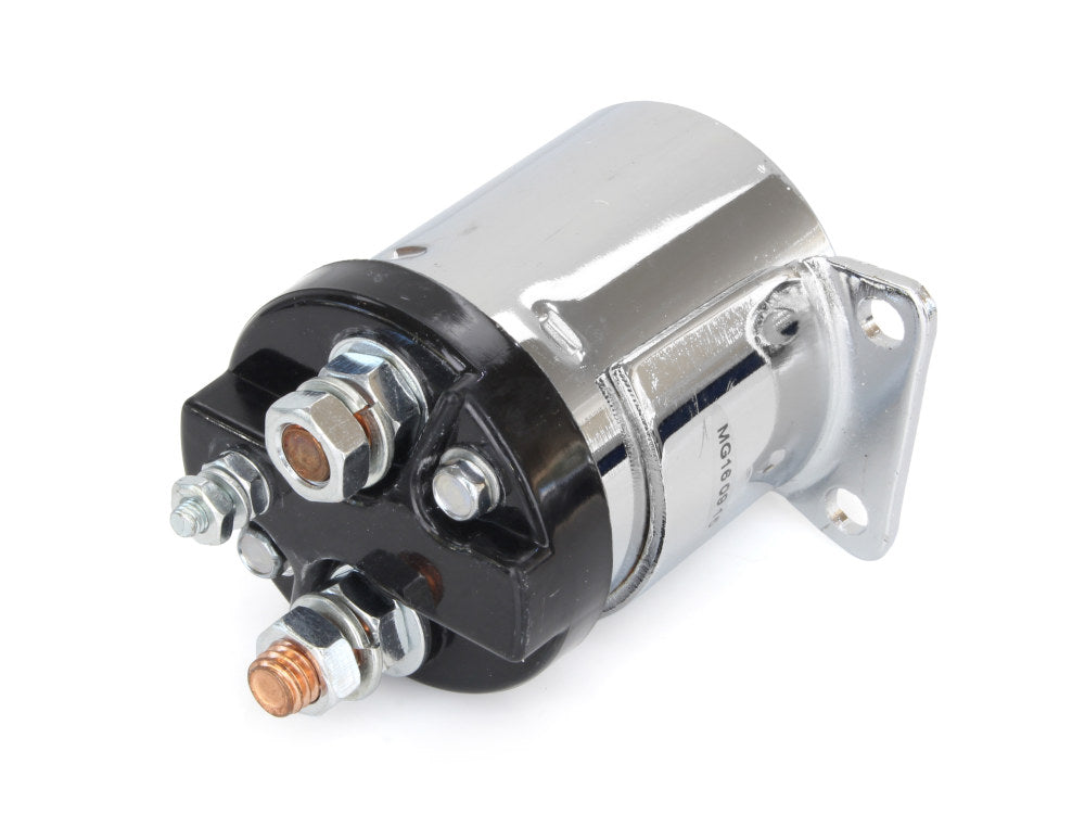 Starter Solenoid – Chrome. Fits 4Spd Big Twin 1965-1986, Softail 1984-1988 & Sportster 1967-1980.