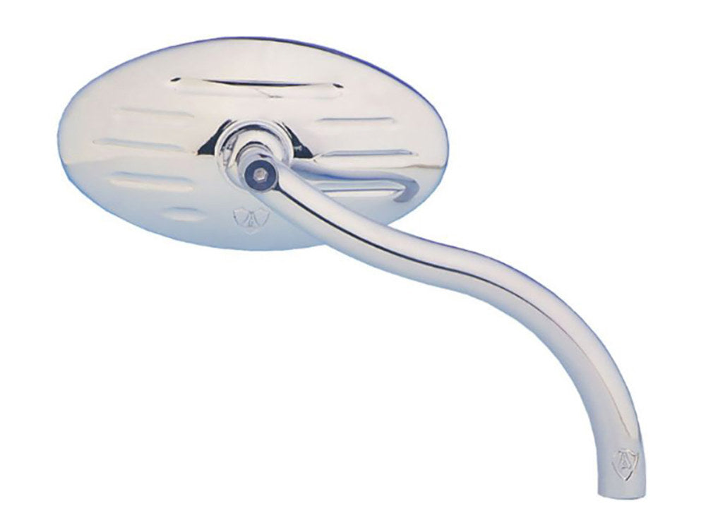 Grooved Cat-Eye Mirror with Soft-Bend Stem – Chrome. Fits Left & Right.