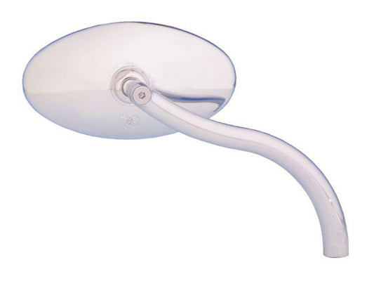 Smooth Cat-Eye Mirror with Soft-Bend Stem – Chrome. Fits Left & Right.