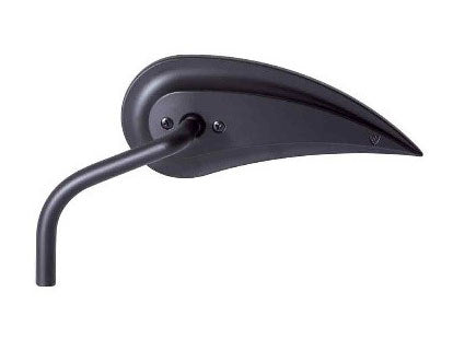 Rad III Teardrop Mirror with Steel Stem – Black. Fits Left.