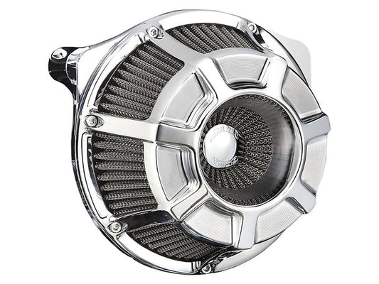 Beveled Air Cleaner Kit – Chrome. Fits Big Twins 1999-2017 with CV Carb or Cable Operated Delphi EFI.