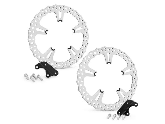 15in. Left & Right Hand Front Jagged Big Brake Disc Rotors. Fits V-Rod 2006-2017 with OEM Cast Wheel