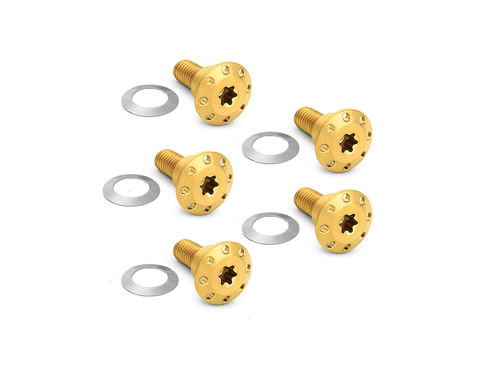 Titanium Front Disc Rotor Bolts – Gold. Fits Dyna 2006-2017 & V-Rod 2002-2017