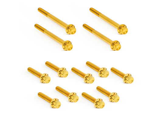 Titanium 12-Point Primary Cover Bolt Kit – Gold. Fits Softail 2018up Non-240 Tyre Models