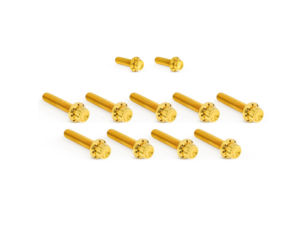 Titanium 12-Point Cam Cover Bolt Kit – Gold. Fits Most Touring 2017-2024 & Softail 2018-2024