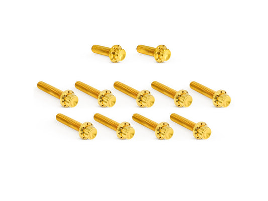 Titanium 12-Point Cam Cover Bolt Kit – Gold. Fits CVO Touring 2023up, Street Glide & Road Glide 2024up, Touring 2025up & Softail 2025up