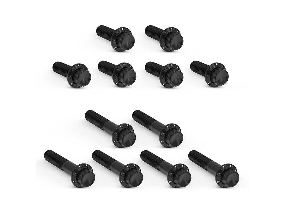 Titanium 12-Point Rocker Cover Bolt Kit – Black. Fits Twin Cam 1999-2017