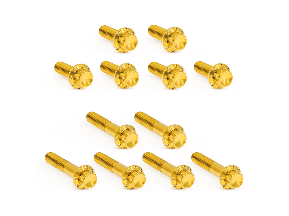 Titanium 12-Point Rocker Cover Bolt Kit – Gold. Fits Twin Cam 1999-2017