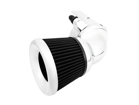 90 Degree Velocity Air Cleaner Kit – Chrome. Fits Indian Touring & Cruiser 2014up with 111ci or 116ci Thunderstroke Engines.