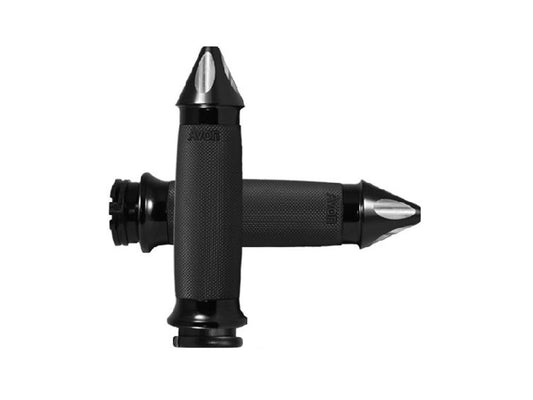 Spike Custom Contour Handgrips – Black. Fits H-D with Throttle Cable.