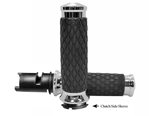 Diamond Contour Handgrips – Chrome. Fits CVO Touring 2023up, Street Glide & Road Glide 2024up, Touring 2025up & Softail 2025up
