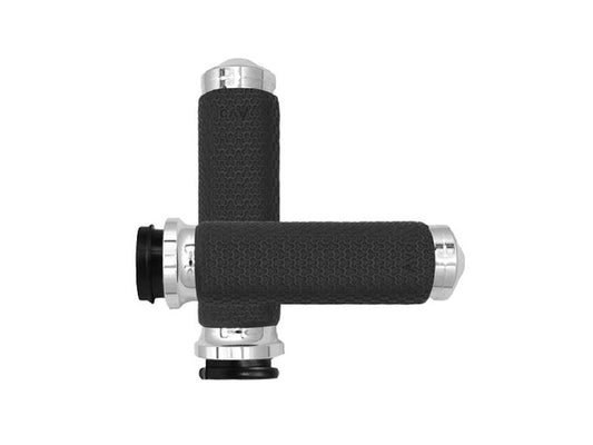 Medium Memory Foam Handgrips – Chrome. Fits Big Twin 2008-2024 with Throttle-by-Wire