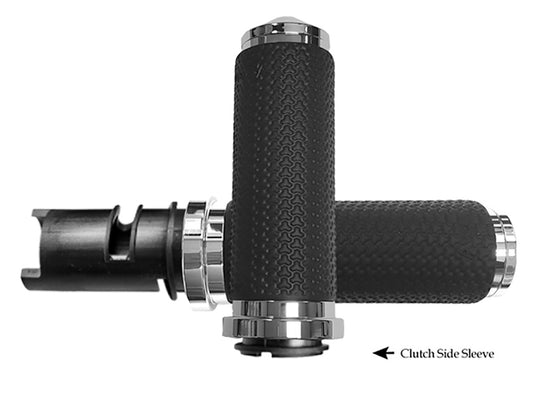 Large Memory Foam Handgrips – Chrome. Fits CVO Touring 2023up, Street Glide & Road Glide 2024up, Touring 2025up & Softail 2025up