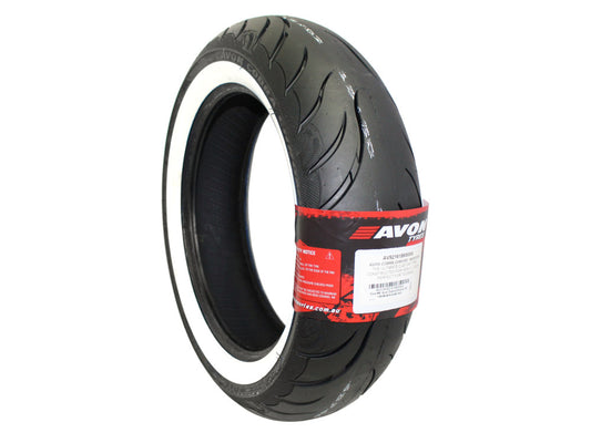 Avon Cobra Chrome 16in. Whitewall Rear Tyre. 180/65-B16 AV92 WW.