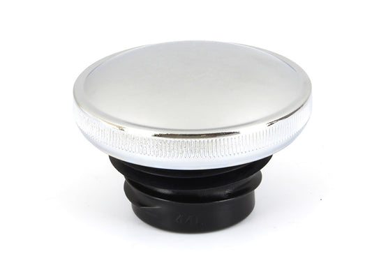 Left Hand Non-Vented Screw-In Fuel Cap – Chrome. Fits H-D 1982-1995.