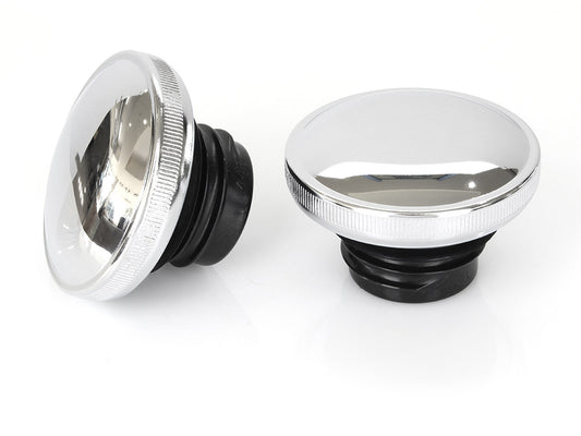 Screw-In Fuel Caps – Chrome. Fits H-D 1982-1995.
