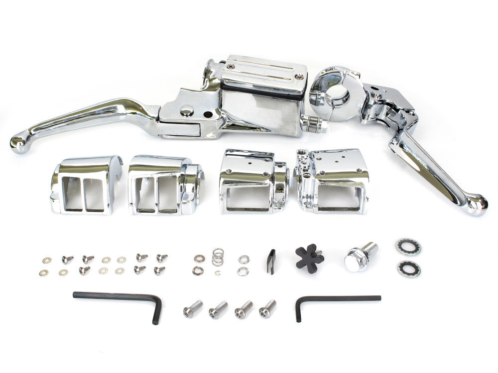 Handlebar Control Kit – Chrome. Fits Big Twin & Sportster 1982-1995 Models with Dual Disc Rotors.