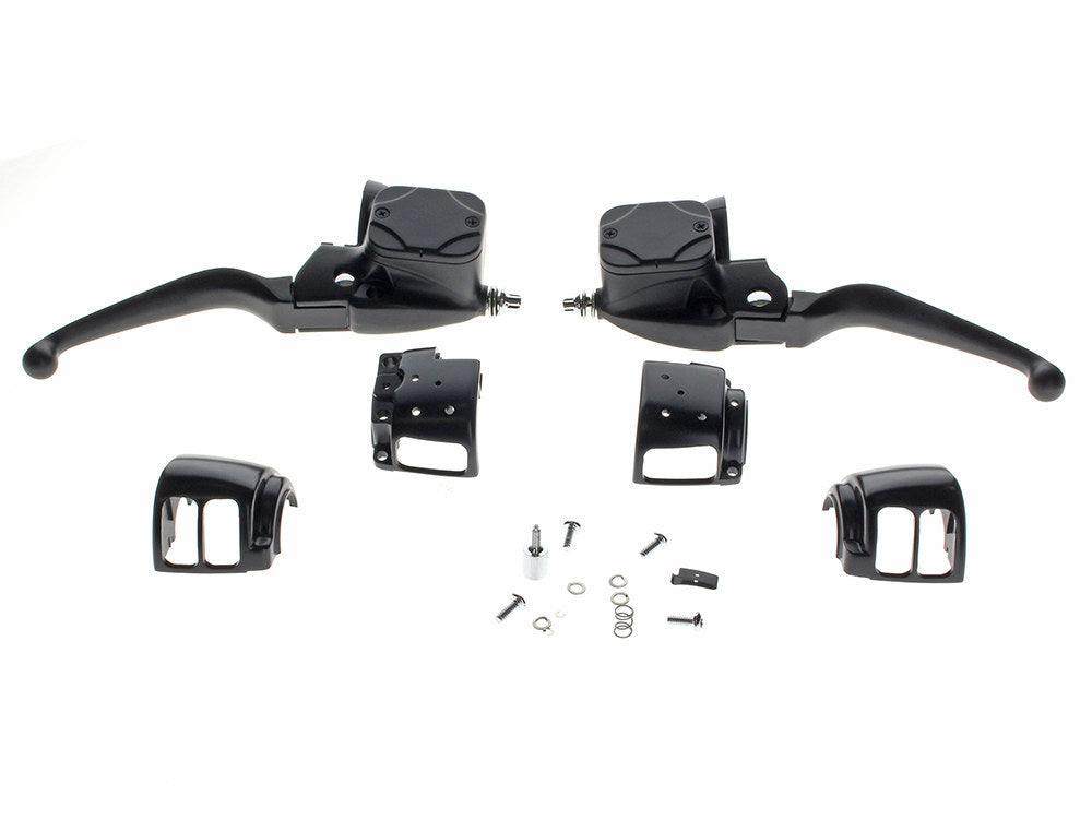 Handlebar Control Kit with Hydraulic Clutch – Black. Fits Big Twin 1996-2010 with Single Disc Rotor.